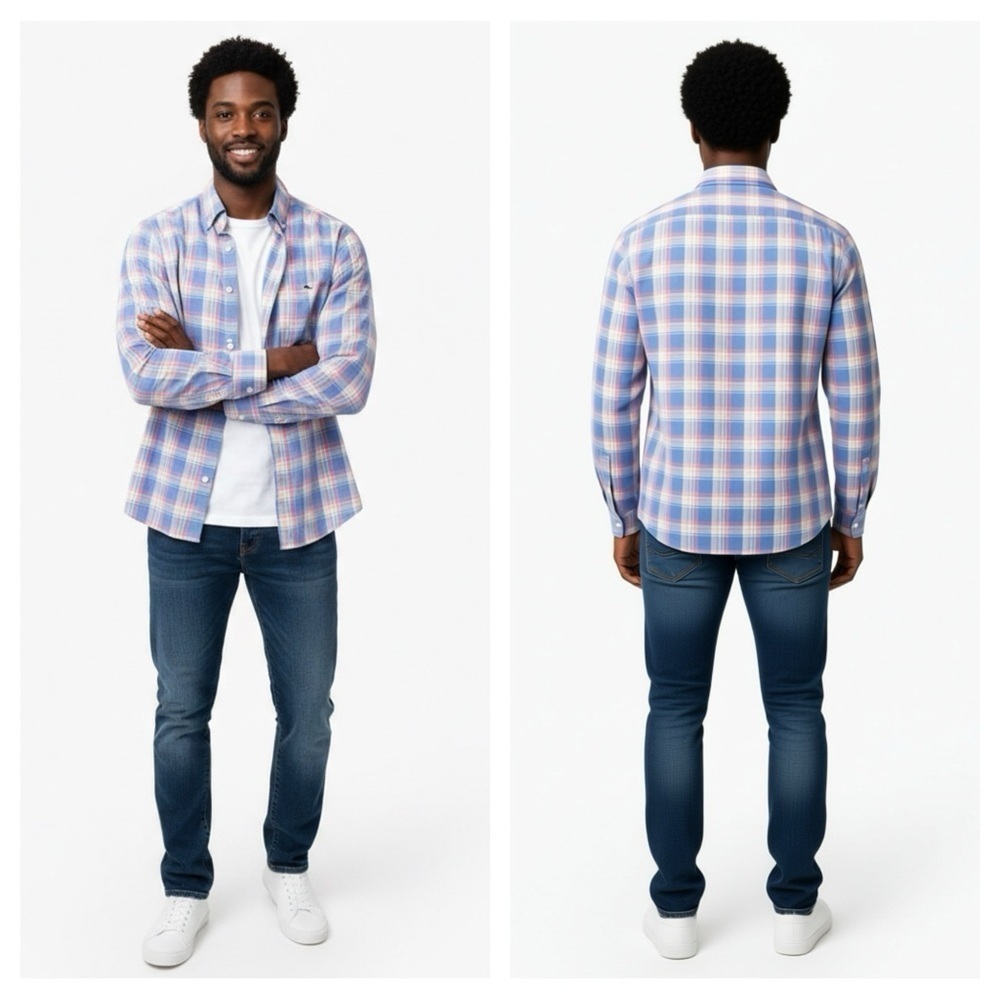Vineyard Vines Plaid Slim Fit Tucker Shirt Mens Size XS